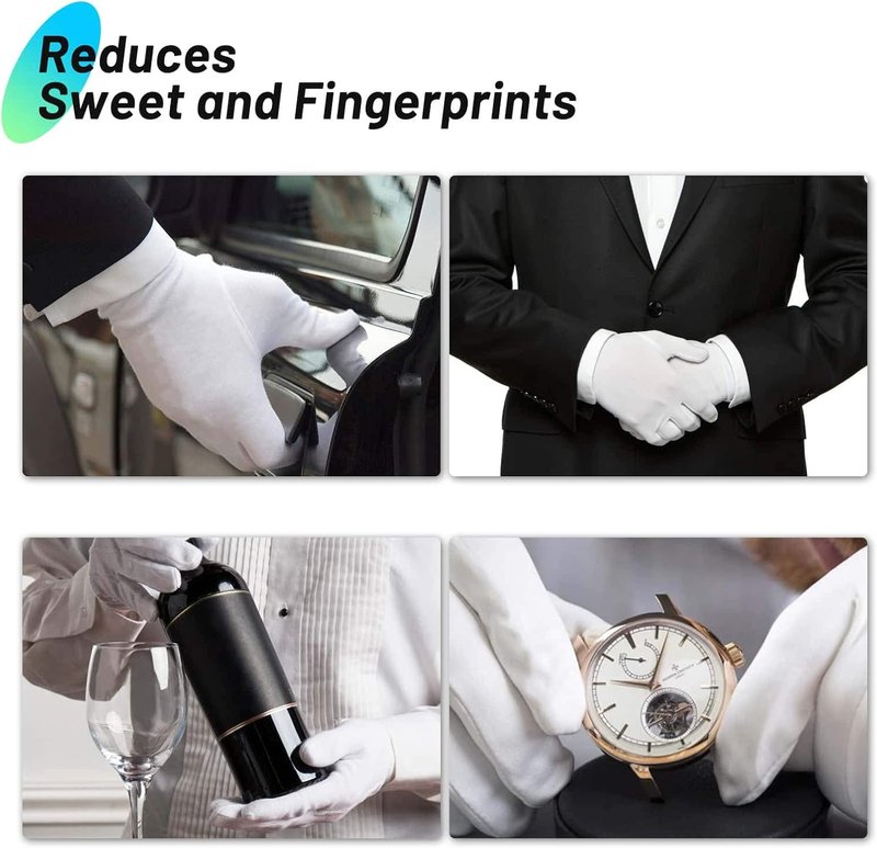 Cotton Gloves for Dry Hands - 20 Pairs Large White Gloves for Moisturizing & Inspection