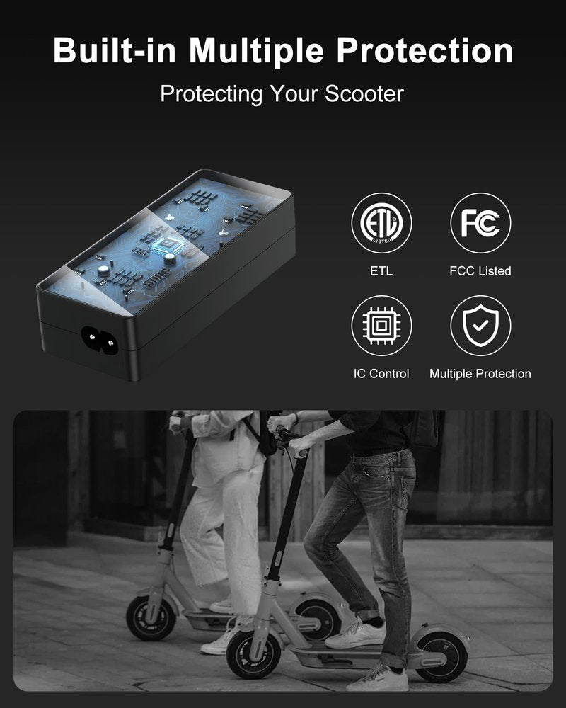 VHBW 42V 2A Electric Scooter Charger, Compatible with Hover-1 36V Battery Scooters (Highlander, Dynamo, Gambit, Helios & More), 5.5×2.5mm DC Round Plug, Not Compatible with 29.4V or 3-Prong/XLR Models