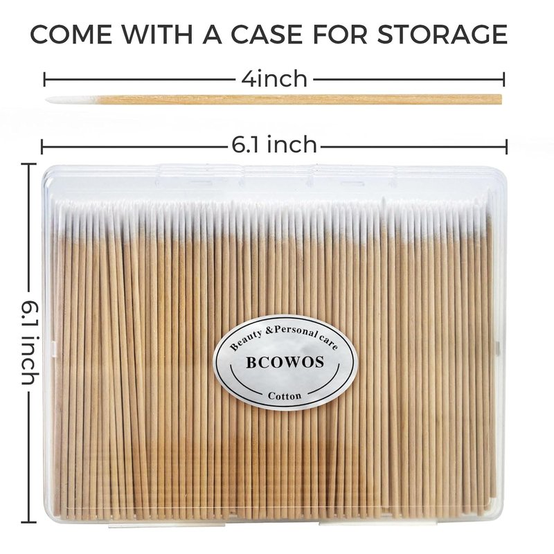 Pointed Cotton Swabs - 400PCS Microblading Precision Tips with Storage Case | 4-Inch Wooden Sticks for Makeup & Tattoo Supplies