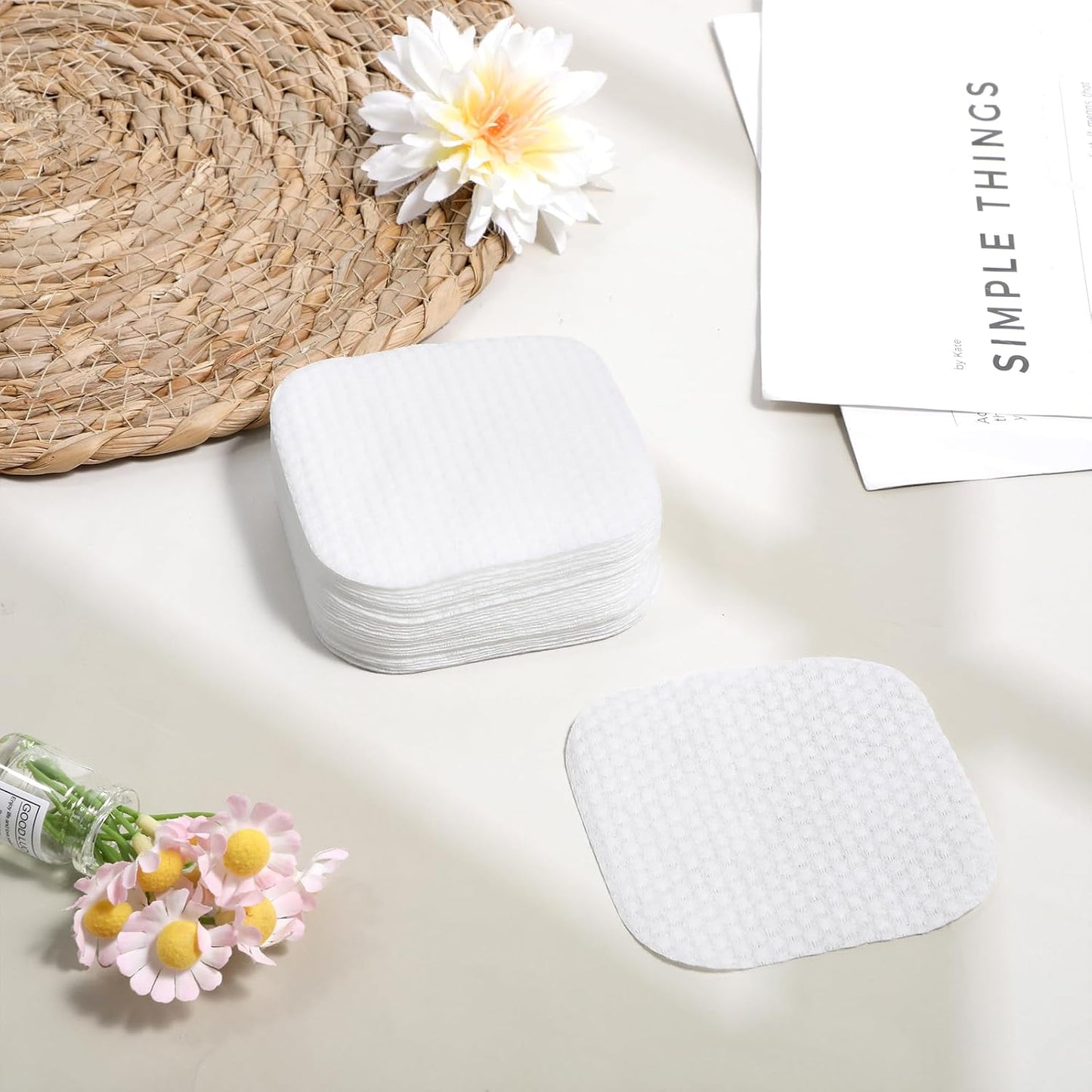 Large Square Cotton Pads - 150 Pcs Lint-Free Makeup Removal & Cleansing | 3.14" Soft Cotton Pads for Face Use