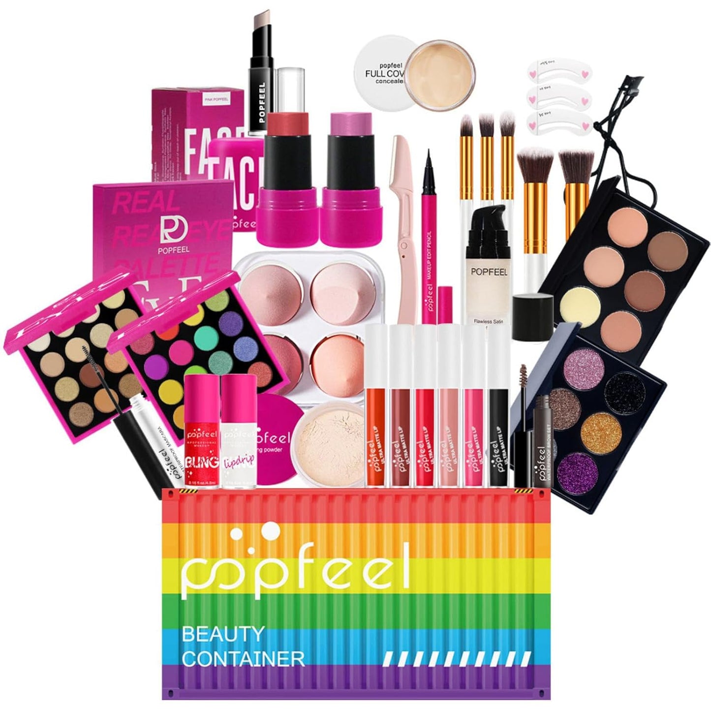 Holiday Makeup Gift Set - Complete Kit for Women & Teens | Includes Eyeshadow Palette, Lipstick, Blush, Concealer, Face Powder, Mascara, Lip Gloss
