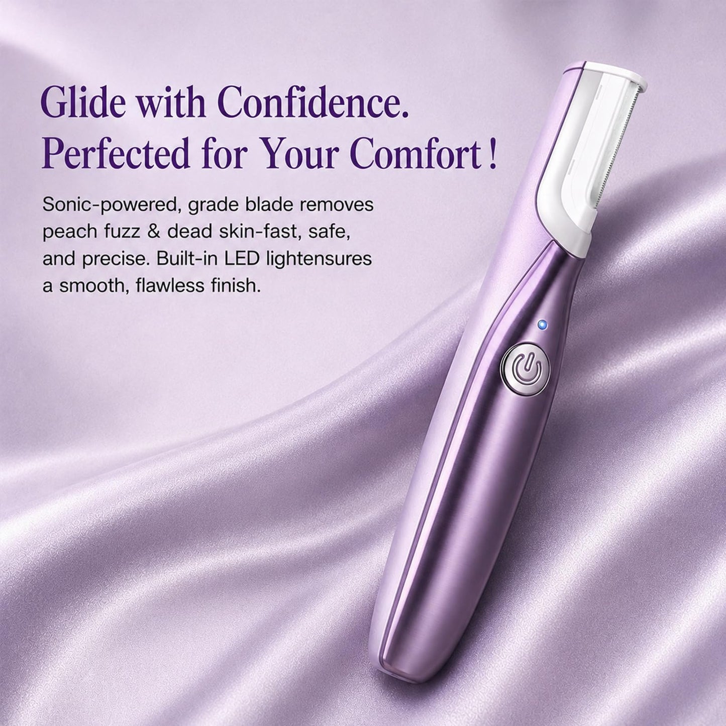 Sonic Dermaplane Razor for Women Face with 14 Refill Blades,3 Speeds with LED Light,Dermaplaning Tool for Peach Fuzz & Exfoliation,Rechargeable Facial Hair Remover