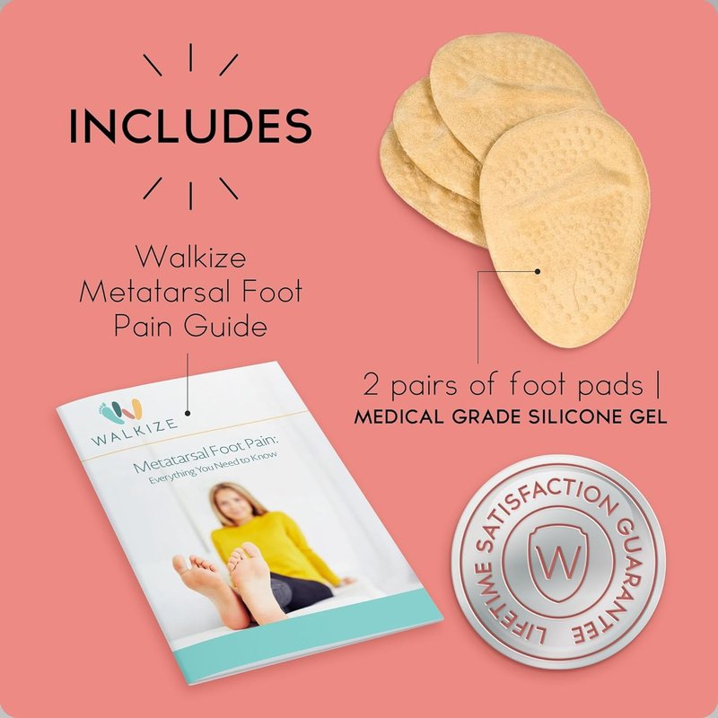 Metatarsal Pads for Women - All-Day Comfort & Pain Relief | 2 Pairs Beige Foot Cushions