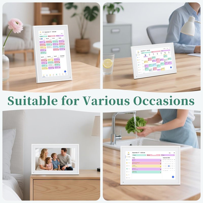 Digital Calendar,10.1 Inch Smart Electronic Calendar Family Planner,IPS HD Touch Screen Home Interactive with WiFi App Control,AI Meal Schedule, Duty Chart,Achievement Rewards-Share Photos,Videos and Sound Reminder,Gifts for Women Men Mom Dad,Desk Calenda