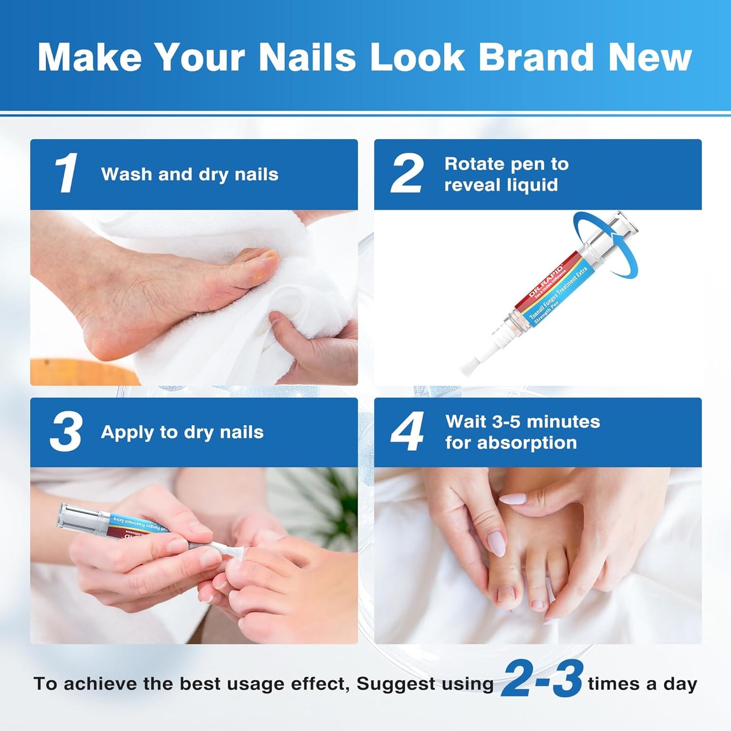 Toenail Fungus Treatment Pen - Extra Strength 25% Undecylenic Acid & Tolnaftate | 5ml - 3 Pack