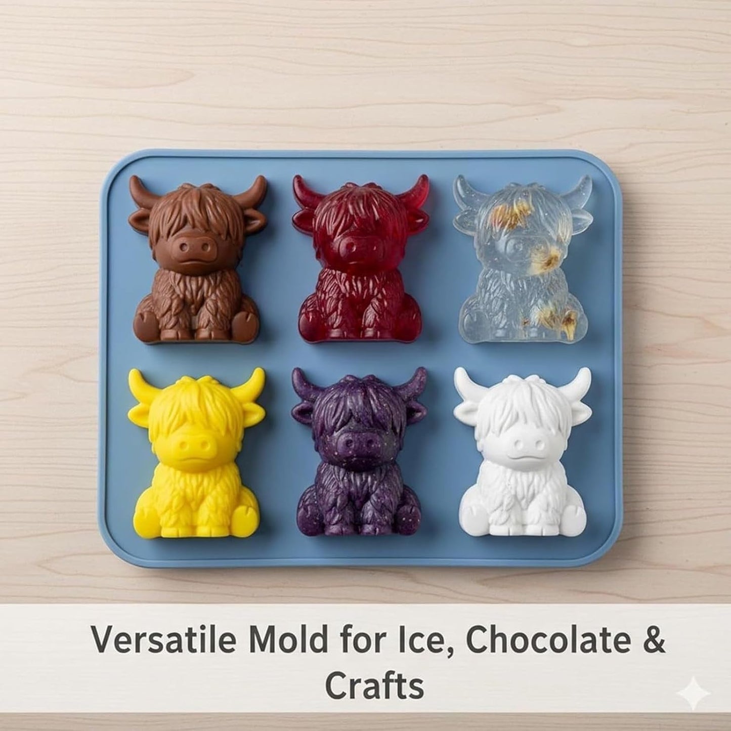 3D Highland Cow Ice Mold - Food Grade Silicone Tray for Whiskey & Cocktails | 1 Piece