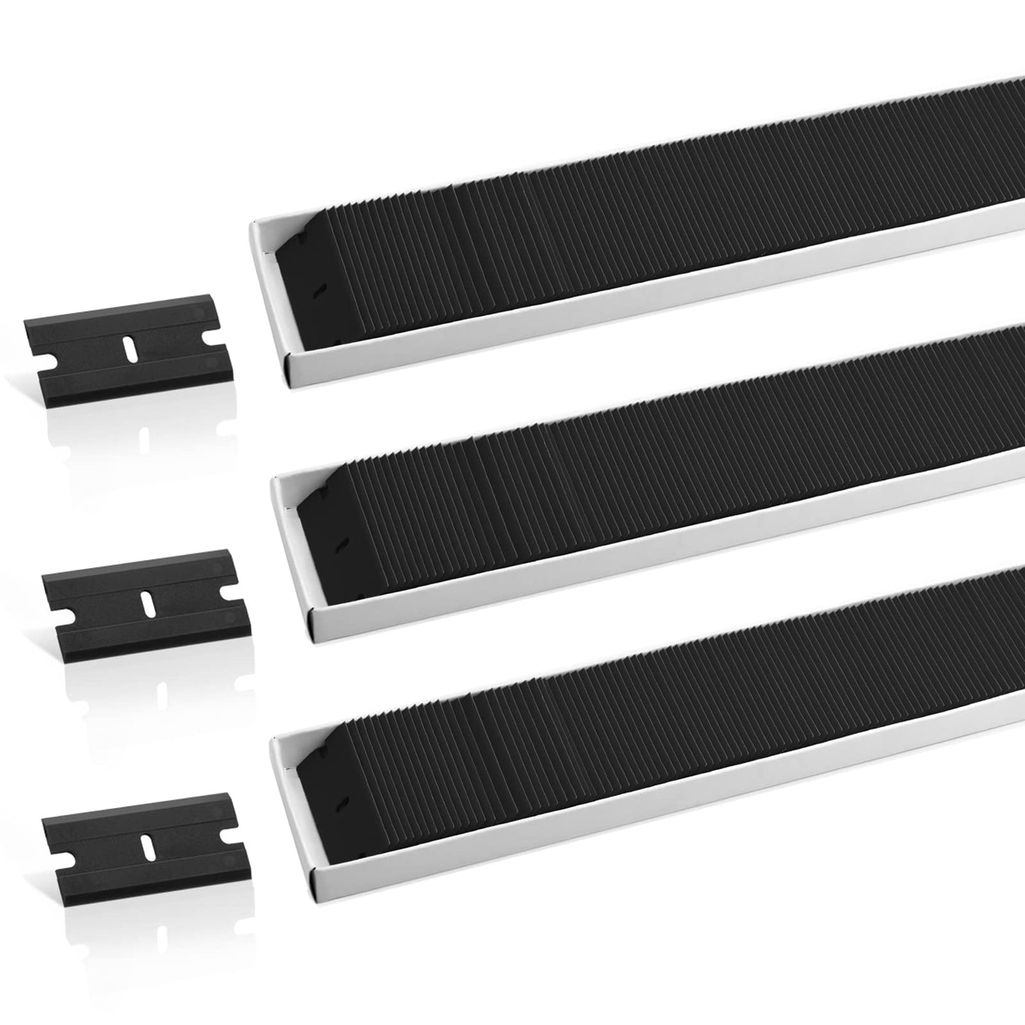 NEWISHTOOL Black Plastic Razor Blades, 300 PCS Double Edged Replacement for Scraper and Safety Glass Use - 1.5 Inch for Removing Label, Decal & Adhesive