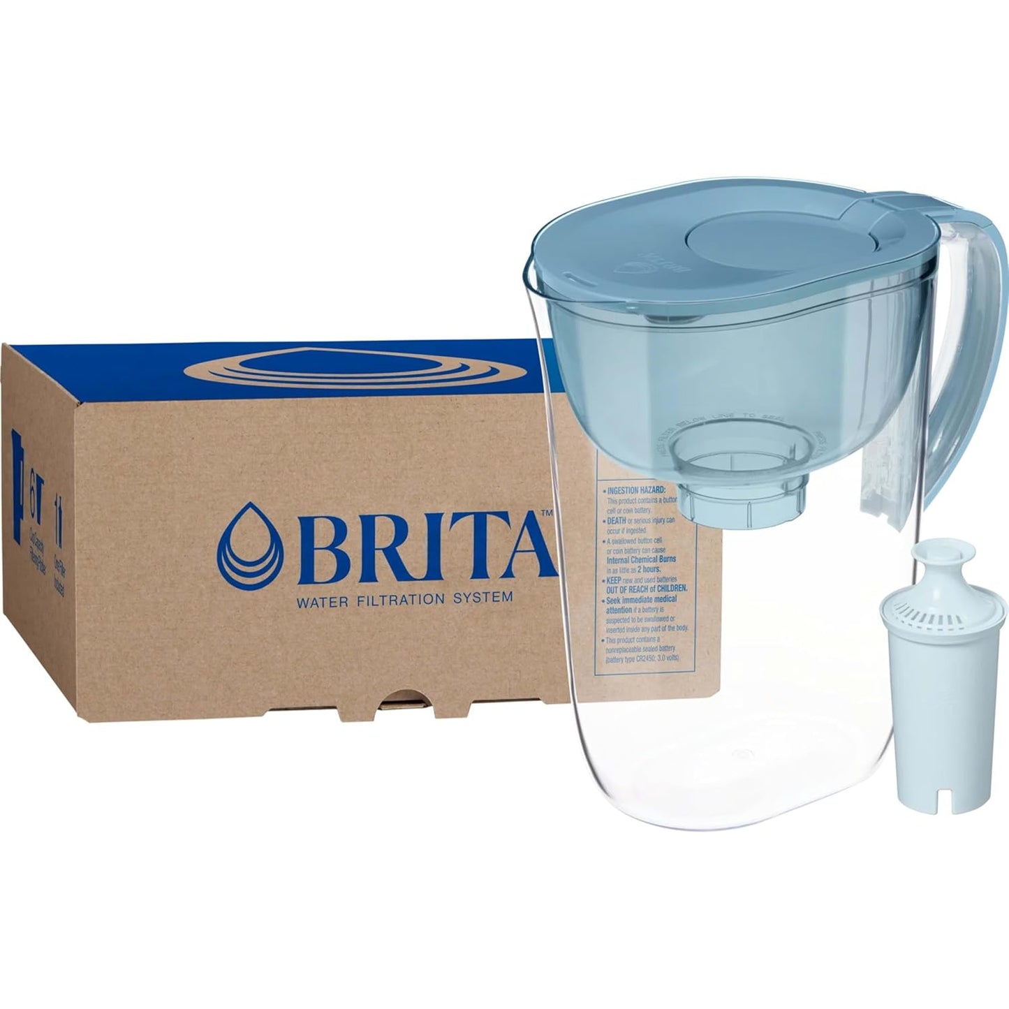 Brita Large 10-Cup Water Filter Pitcher - Reduces Chlorine Taste & Odor | Black