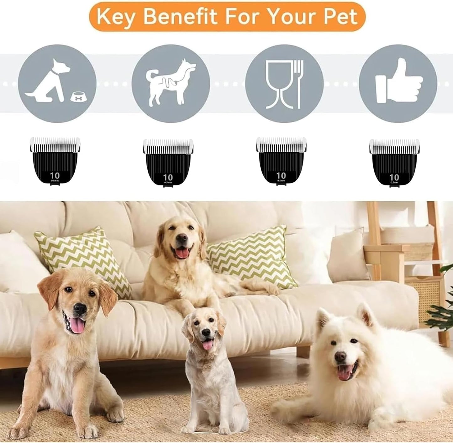 Replacement Blade for Nebot P1 Pro Pet Grooming Kit - Ceramic & Stainless Steel | Size 10 Cut Length 1/50" (0.5mm)