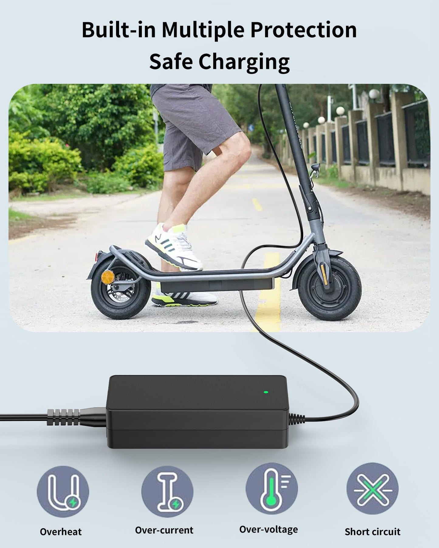 VHBW 42V Charger for Gotrax Electric Scooter Compatible with GOTRAX Apex/Eclipse/G2/G3/G3 Plus/G4/Tour XP/Rival/GXL/GXL V2/XR Elite,42V 2A Electric Bike Charger for Gotrax Alpha XL/EBE1 Bikes