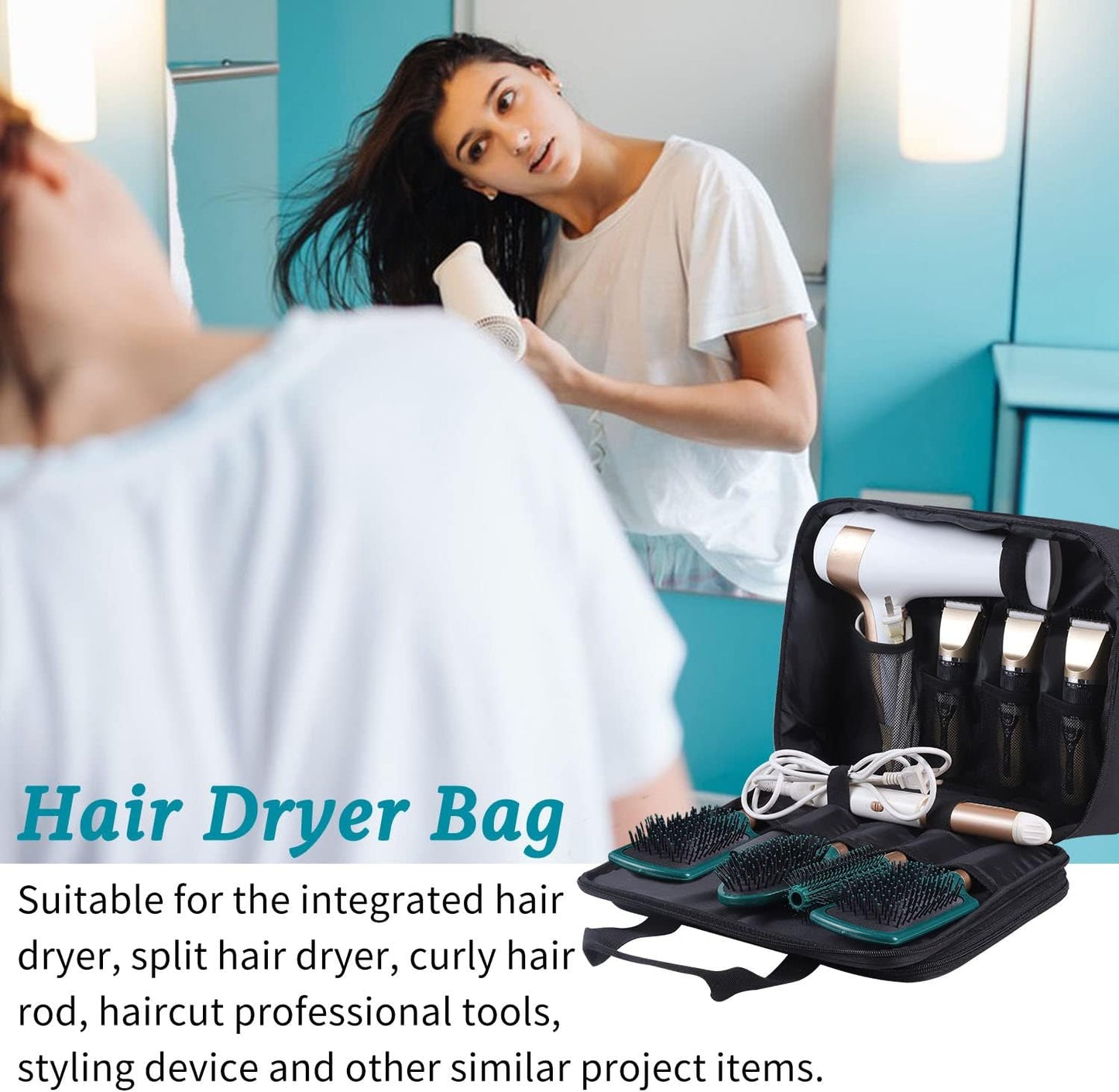 Barber Hairdryer Carrying Case - Travel Bag for Blow Dryer & Salon Tools | Durable & Spacious