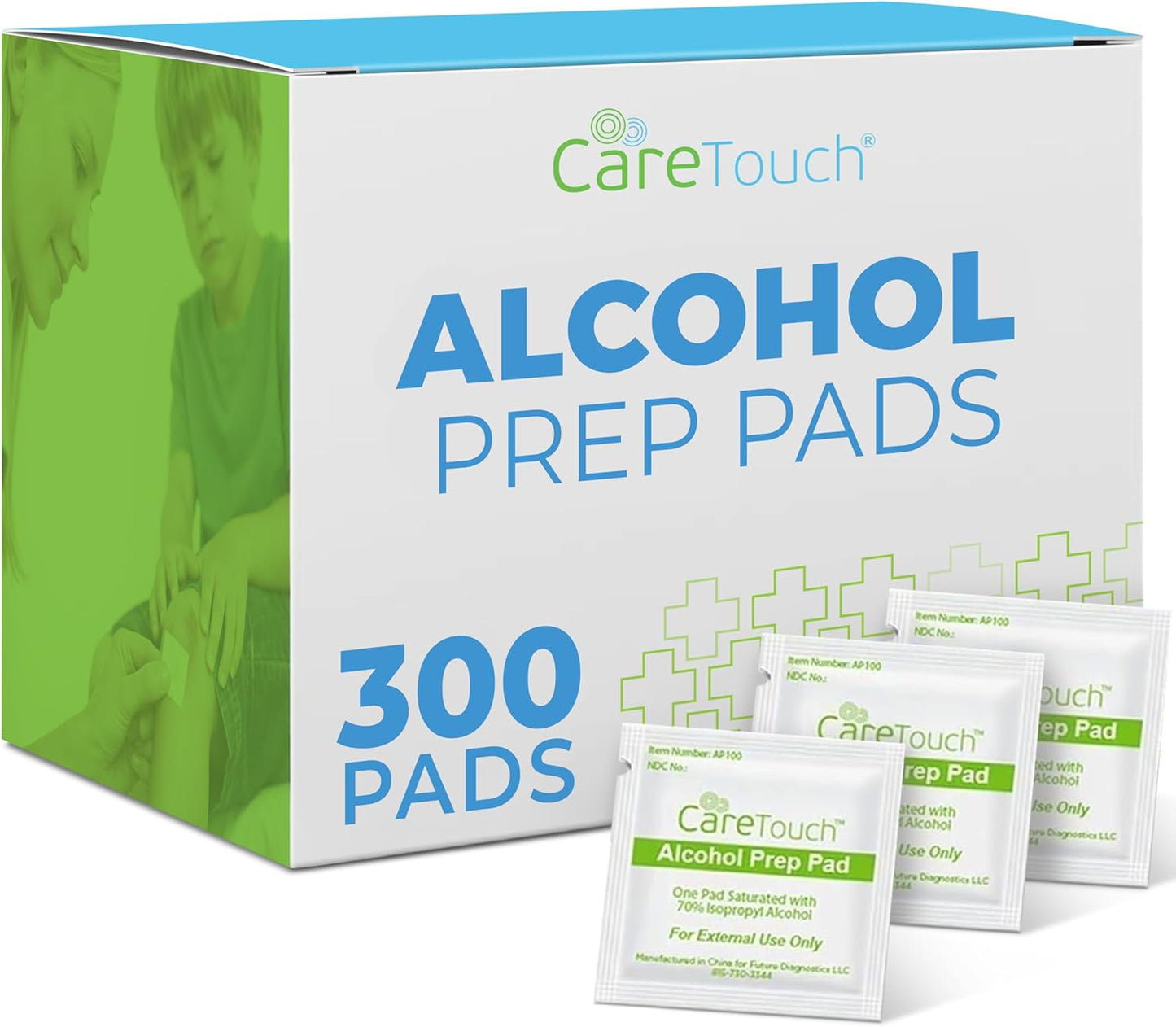 Care Touch Alcohol Wipes - Individually Wrapped 70% Isopropyl Alcohol Prep Pads | 400 Count for Home & First Aid Kits