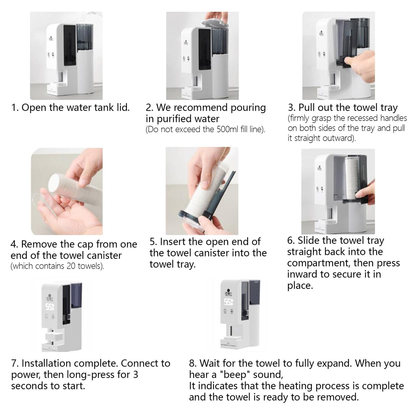 Live Full Hot Towel Dispenser, Hot Face Towel Heater Machine, 5-Second Rapid Heating, 55°C Constant Temp Heated, Suitable for Skincare, Cleansing and Physical Therapy (60Towel)