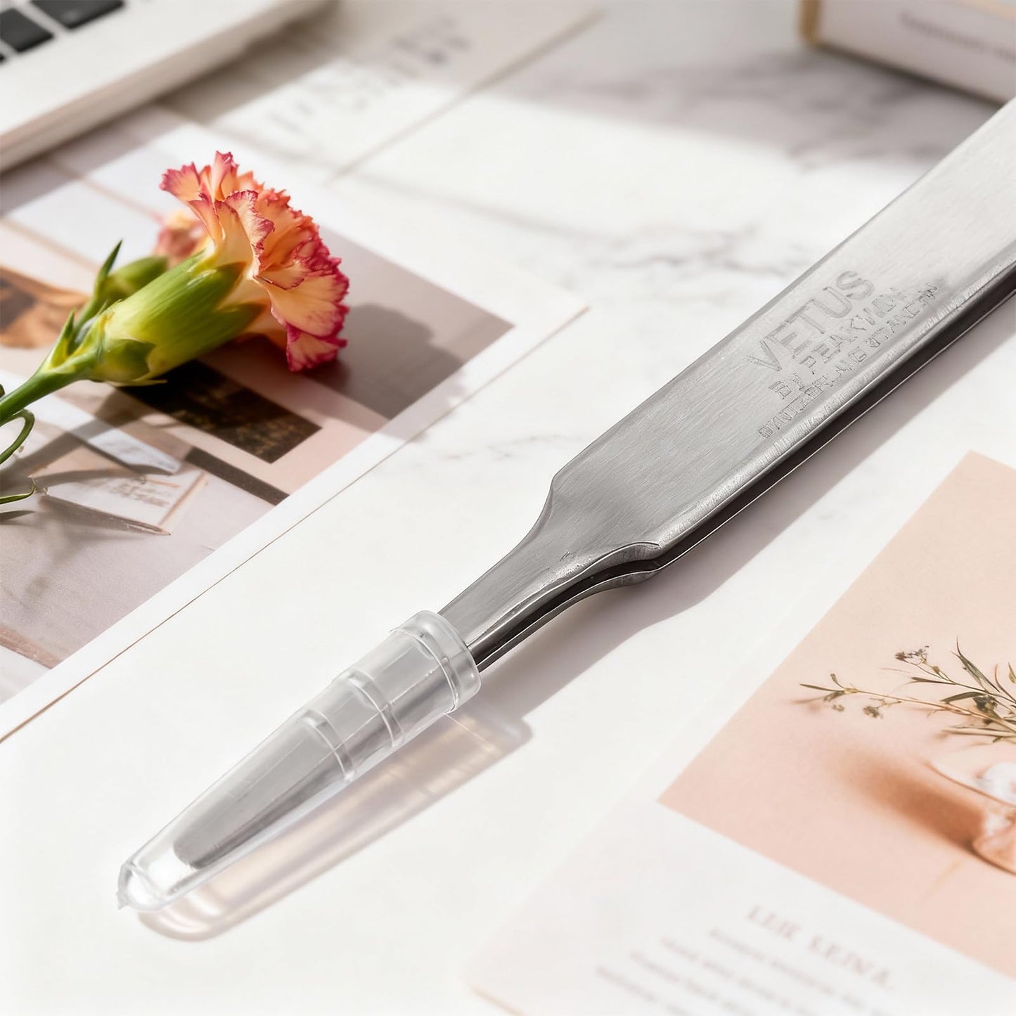 Round Tip Tweezers Precision Tweezer Stainless Steel Tweezers Premium Professional Flat Tip Tweezer for Jewelry Making Craft Electronics Hair