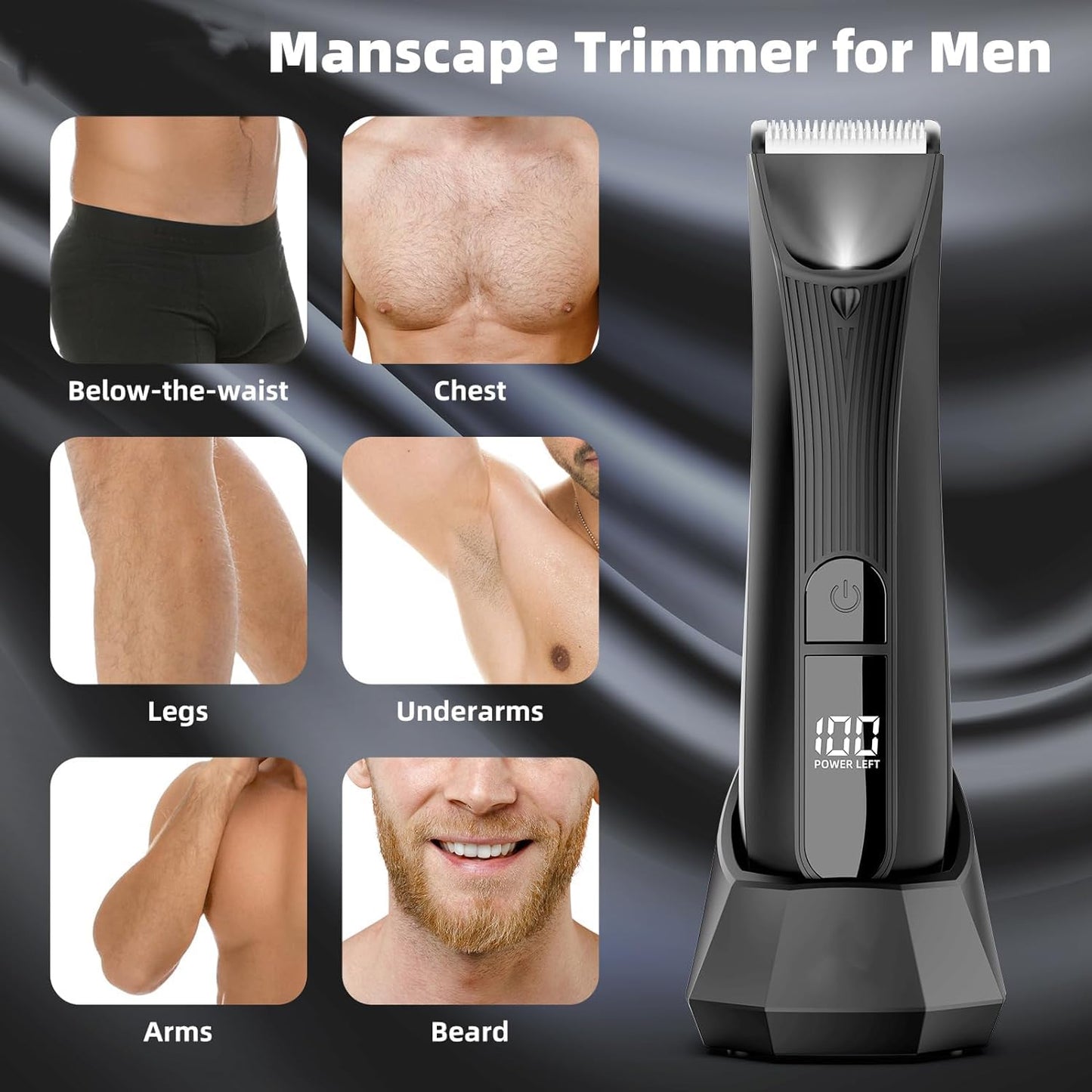 Manscape Electric Razor: a Body & Pubic Hair Trimmer for Men with Light, Perfect as a Gift for Men & Dad. Balls Trimmer ensures No Nick, No Cut, No Razor Burn on Groin, Body Groomer, IPX7 Waterproof