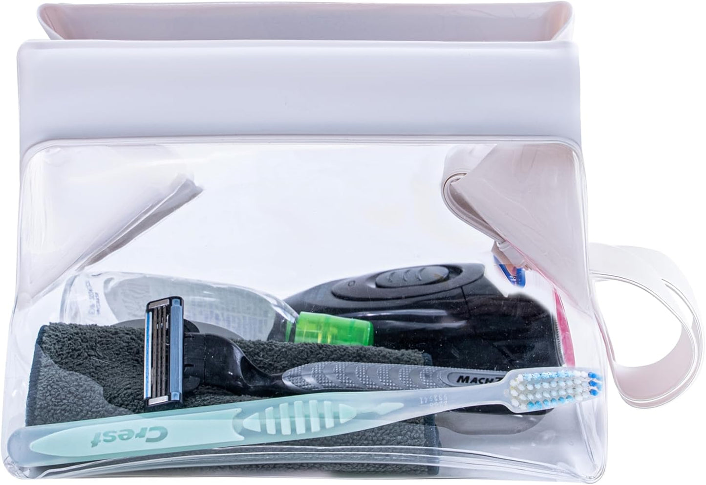 Clear TPU Toiletry Bag - TSA Approved Makeup Organizer with Magnetic Closure | Leak-Resistant Travel Pouch (Beige)