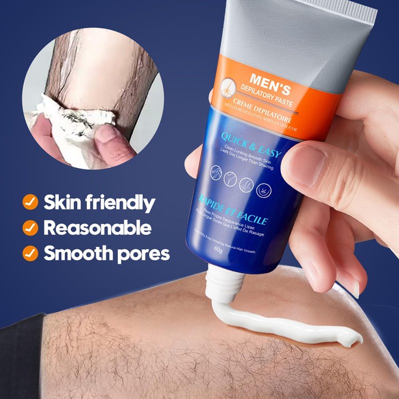 LINEDSON Hair Removal Cream for Men Effective Gentle Hair Remover Painless Soothing for Male Body facial leg Hair Depilatory Cream 60g