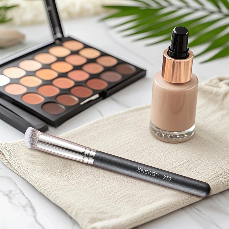 Concealer Brush - Mini Angled Flat Top Kabuki for Under Eye Blending | Pro Makeup Tool for Liquid & Cream