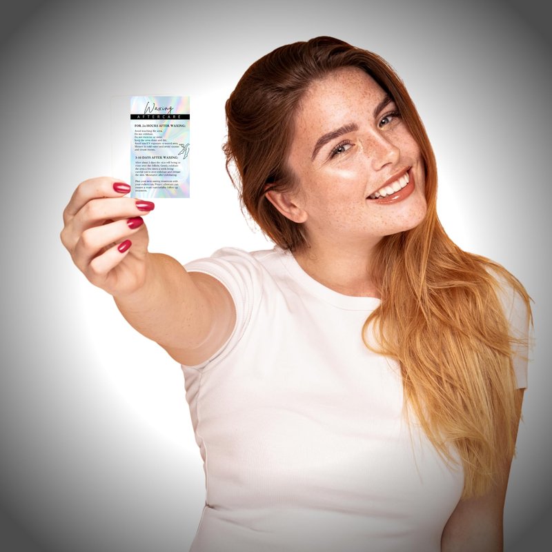 Bilingual Spanish Hair Waxing Aftercare Instruction Cards | 50 pk 2x3.5” Hair Removal and English Depilación Español e Inglés Cuidados Posteriores Modern Wallet Size