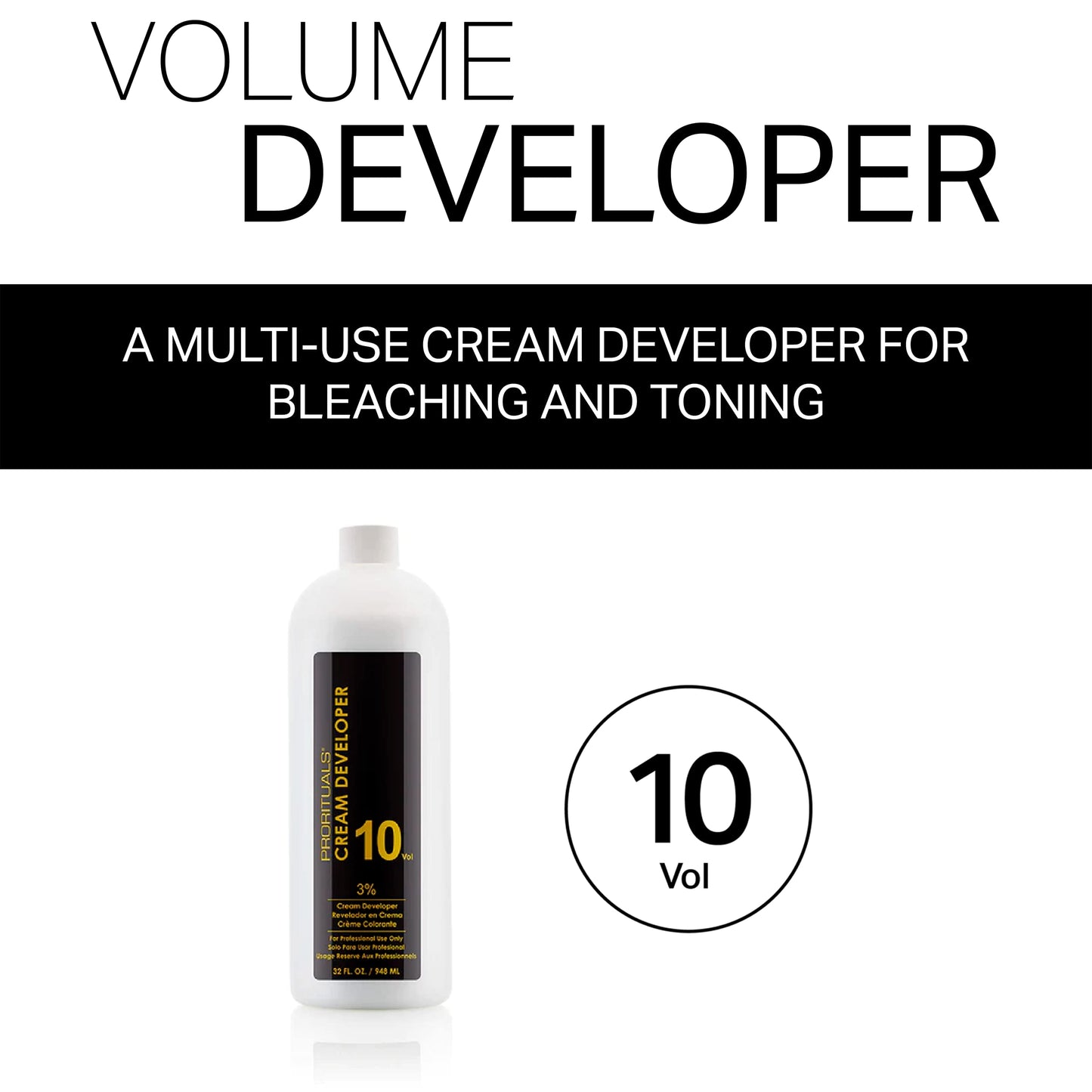 Prorituals Professional 10 Volume Creme Developer Hair Color Developer Lotion for Salon-Quality Results, Perfect Hair Color Developer, 10VOL/33oz