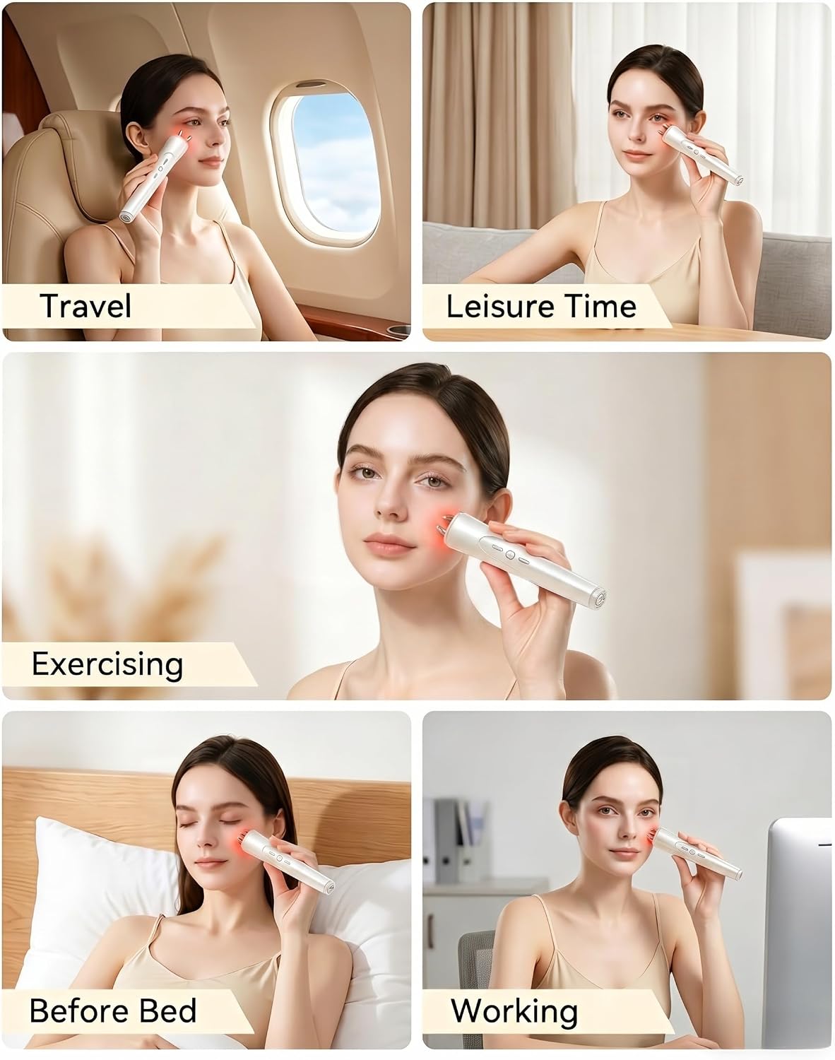 2-in-1 Facial & Eye Massager - Red Light, Rotation & Vibration for Puffiness Relief | Sculpting Tool for Fine Lines & Wrinkles
