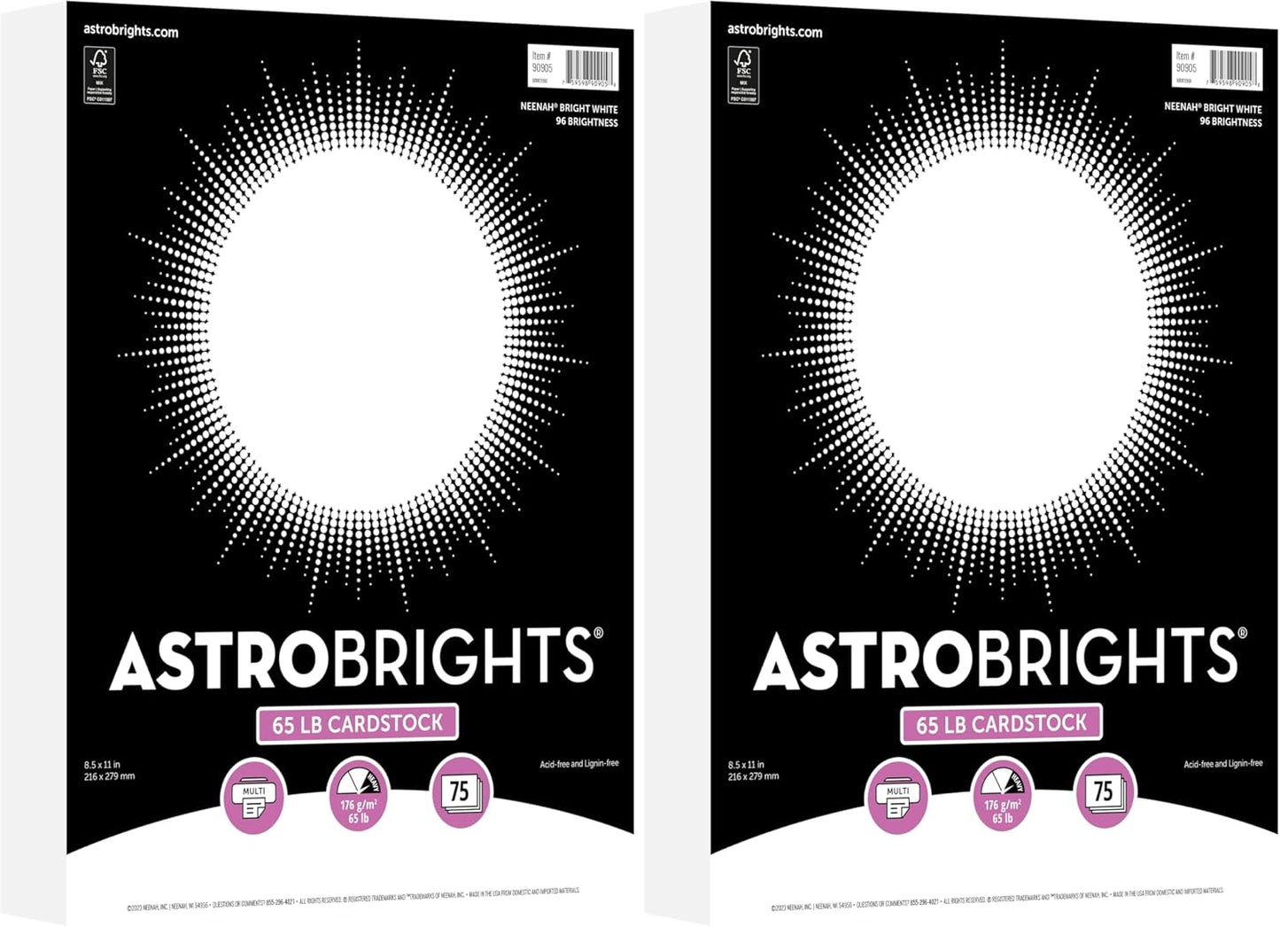 Bright White Cardstock - 8.5" x 11", 65 lb, 176 gsm, 75 Sheets | Ideal for Printing & Crafting