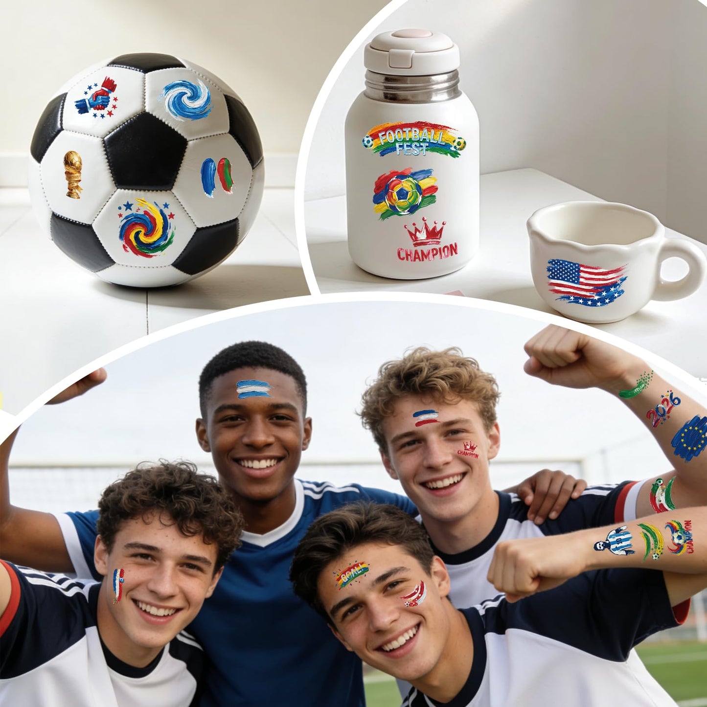 Awinmay 45 Pcs Soccer Tattoos - World Cup Temporary Tattoos for Kids,Adult,Teens,Soccer Party Favors Sports Themed Supplies Fake Tattoo Stickers,World Cup 2026 Merchandise,Kids Goodie Bag Stuffers