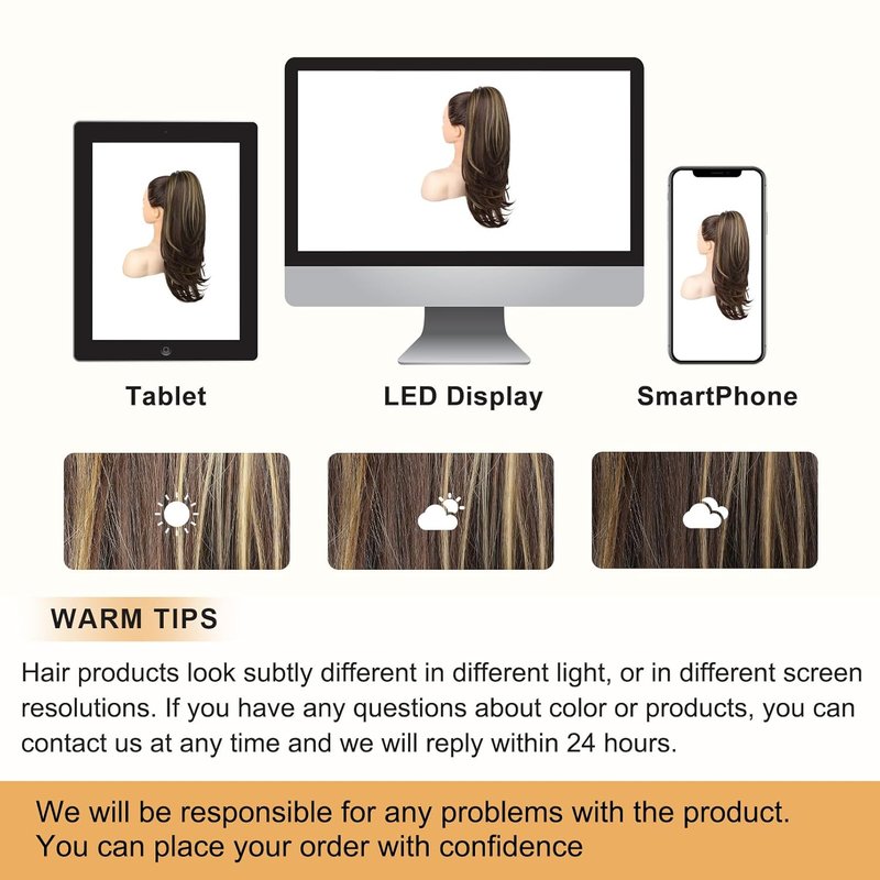 Ponytail Extension for Women - 20 Inch Drawstring Hairpiece | Soft Synthetic Brown with Blonde Highlights
