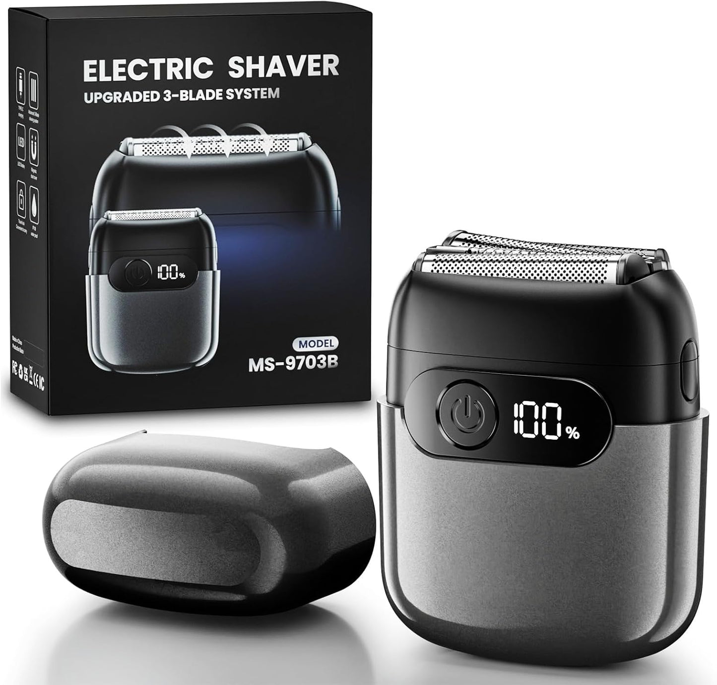 Electric Foil Shaver for Men - Compact 3D Floating Heads, IPX8 Waterproof, USB-C Charging