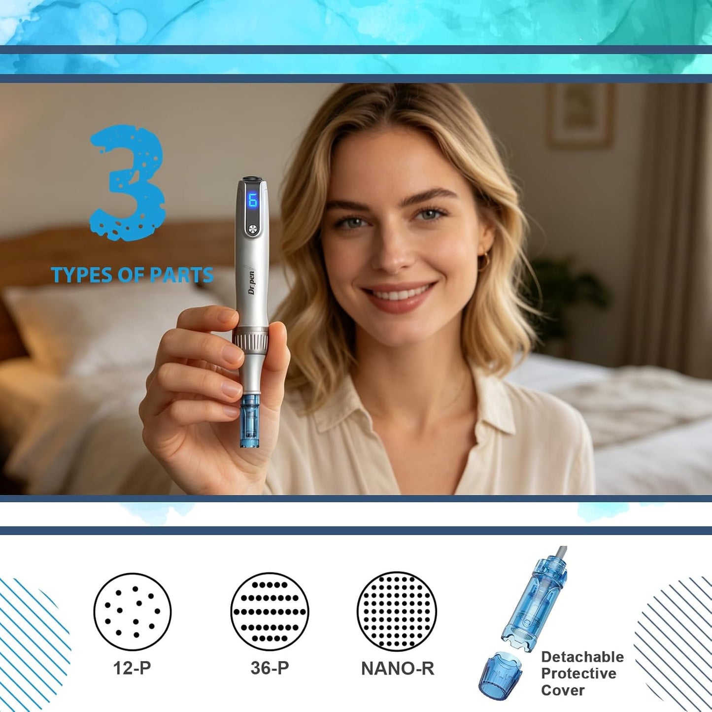 Microneedle Roller Pen - At-Home Microneedling Tool for Skin Care | 0.24MM Precision Needles