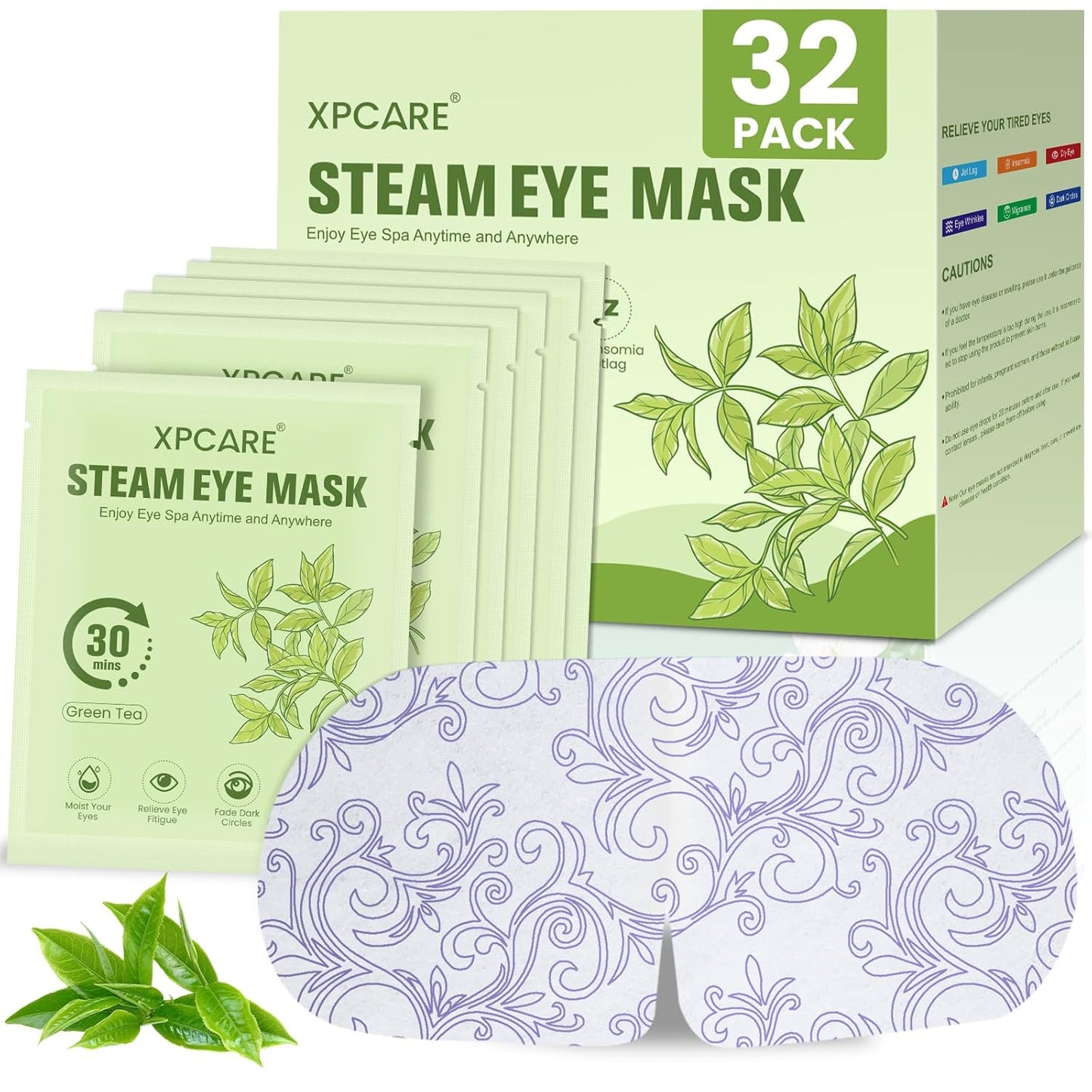 XPCARE Steam Eye Masks - 32 Pack Disposable Heated Eye Masks for Dry Eyes, Dark Circles & Puffy Eyes | Lavender Scent