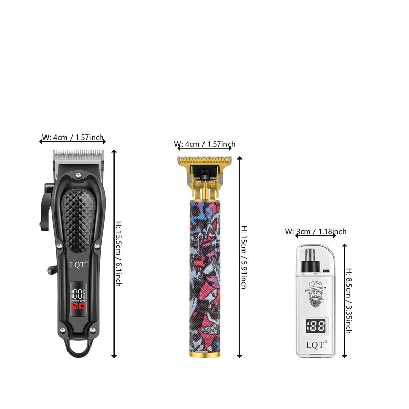 LQT Hair Clippers for Men, Electric Beard Trimmer Nose and Ear Hair Trimmer Rechargeable Cordless Clippers for Men with Comb, Wrap, Bag, to Son Husband Father Men's Gifts