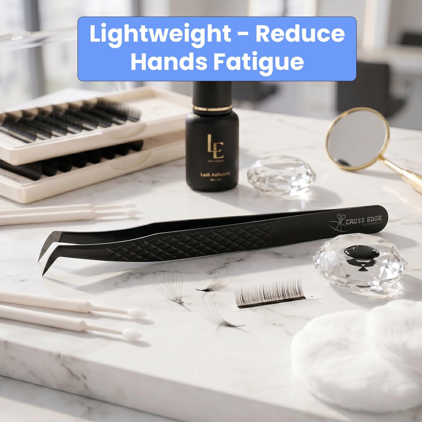 My Lash Tools Fiber Tip Lash Tweezers for Eyelash Extensions Professional Lash Tech Supplies Must Haves Volume Boot Eyelash Tweezers 12cm Stainless Steel Mink Fan Making Lashing Tweezer