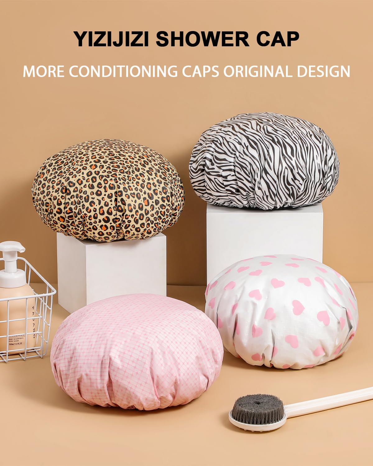 YIZIJIZI 2 Pieces Heat Cap for Deep Conditioning, Conditioning Cap Made of Aluminum Foil for Home and Salon Use, Hair Dyeing(Black white stripes)