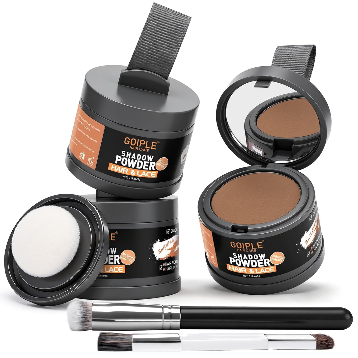 Root Touch Up Powder - 5PCS Gray Coverage Hair Color | Instantly Conceals Thinning Hair & Bald Spots (Black)