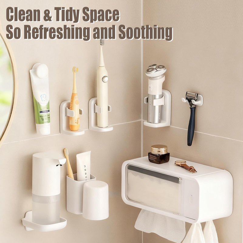 mioluo 2pcs Razor Holder for Shower, Self-Adhesive Shower Razors Holder Removable No Drilling Holes Blade Razor Holder Hook for Shower,White