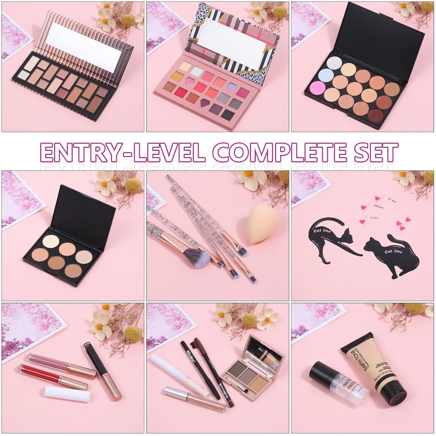 Makeup Kit for Teen Beginners - Complete Makeup Set with Eyeshadow Palettes, Foundation & Brushes | 18 Colors