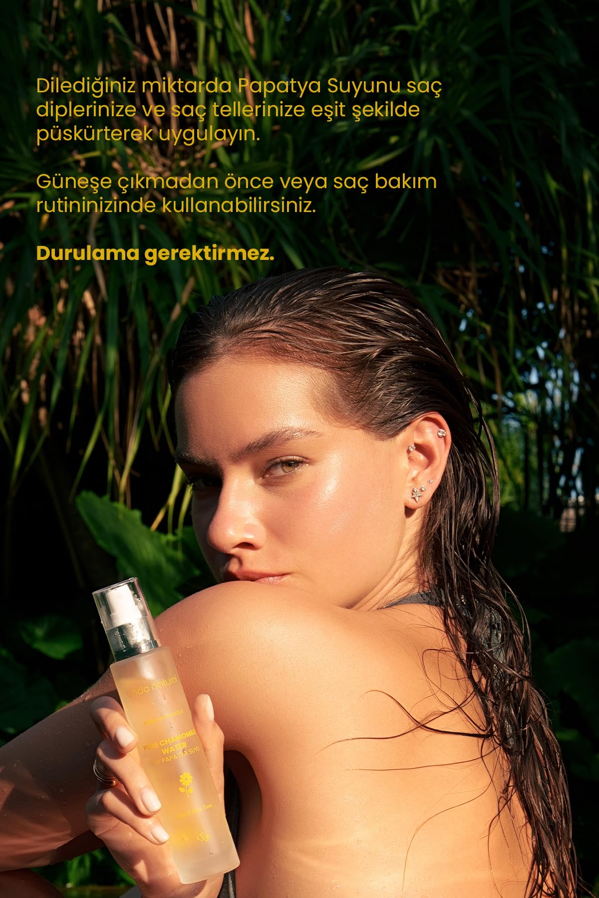 Bade Natural Chamomile Hair Tonic Spray – 100% Pure & Natural Floral Water – Lightweight Hydrating Mist for Shiny, Soft Hair Care – No Rinse, Leave-In Daily Spray – 3.4 fl oz