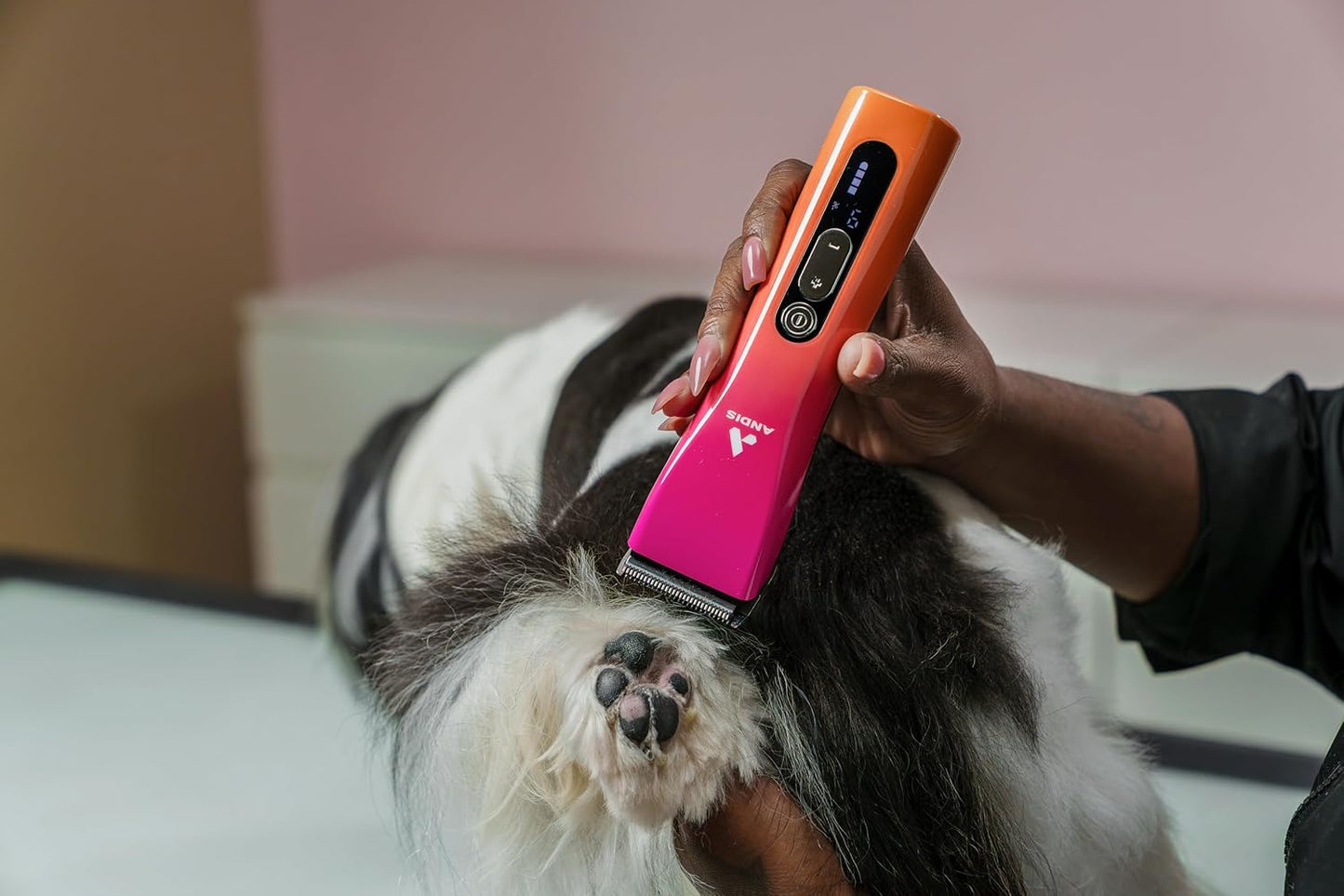Andis ProClip 5-in-1 Pet Hair Clipper - Adjustable Blade, Cordless, Digital Display | Sunset Color