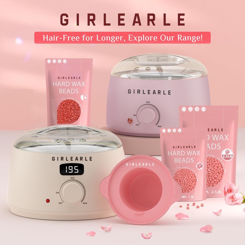 GIRLEARLE 1LB Hard Wax Beads for Hair Removal, Low Melt Hard Wax Beads with Red Rose Formula, Wax Beads for Brazilian Waxing & Sensitive Skin, Stripless Hard Wax for Bikini, Face & Body At-Home Waxing