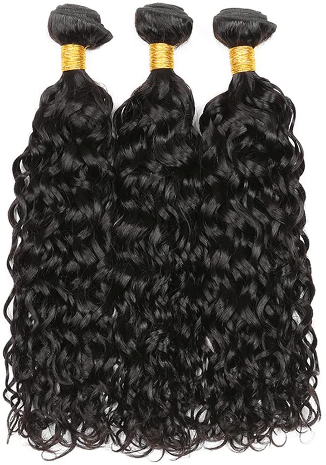 16 18 20 Inch #1B Water Wave Bundles Human Hair 3 Bundles Brazilian Remy Hair 100 Grams/Bundle 10A Grade Unprocessed Virgin Hairs Deep Water Bundle Weaves Extensions