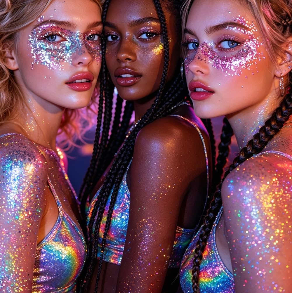 Glitter Stick - Red White Blue Sparkling Hair & Face Glitter Gel | Chunky Sequins for Concerts, Raves, Halloween & Festivals