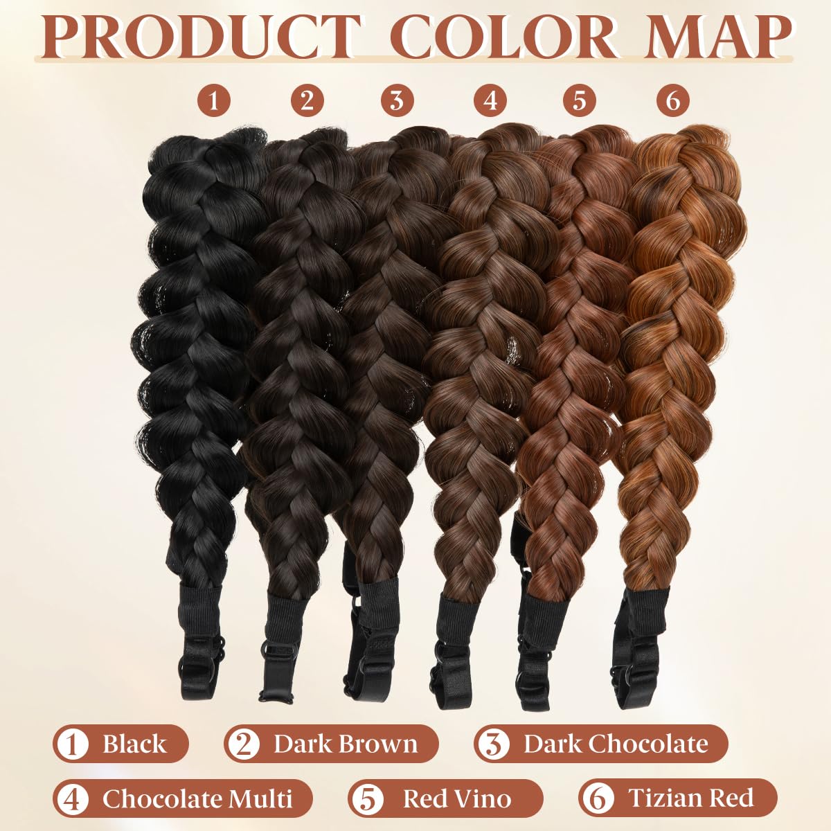 Wide Elastic Braided Headbands for Women - Adjustable Black Synthetic Hair Hairpiece | Handmade Braid Design