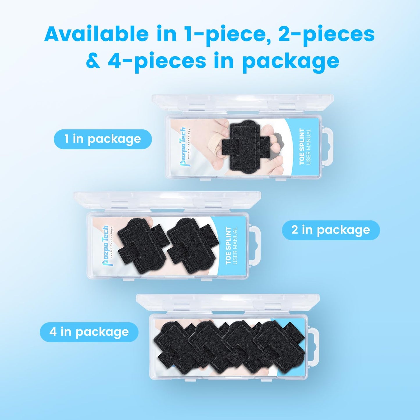 Pozpo Tech Hammer Toe Straightener Corrector Wrap for Women & Men, Hammer Toe Splint Support - 2 in package