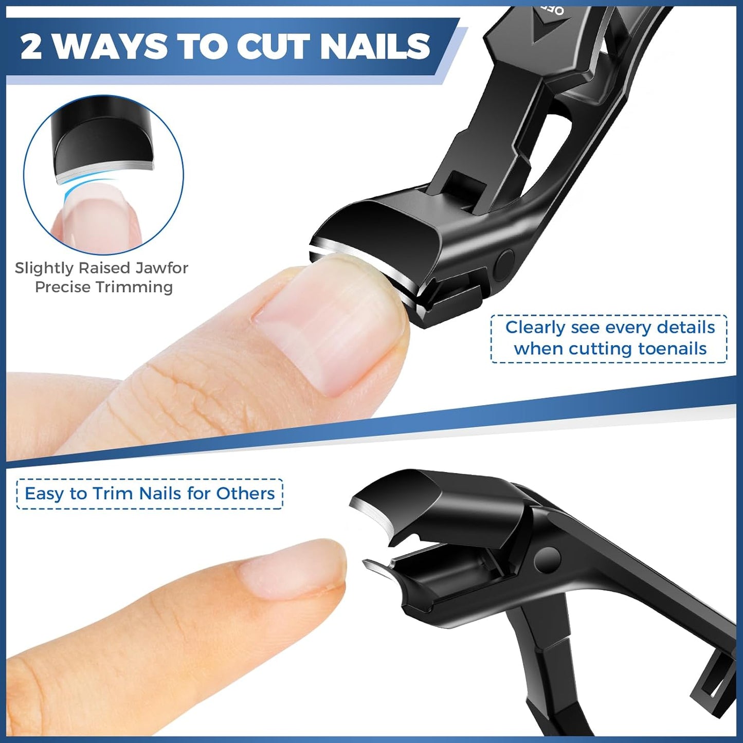 Toenail Clippers for Seniors - Angled Heavy Duty Nail Clipper for Thick Toenails | Wide Jaw Opening Design