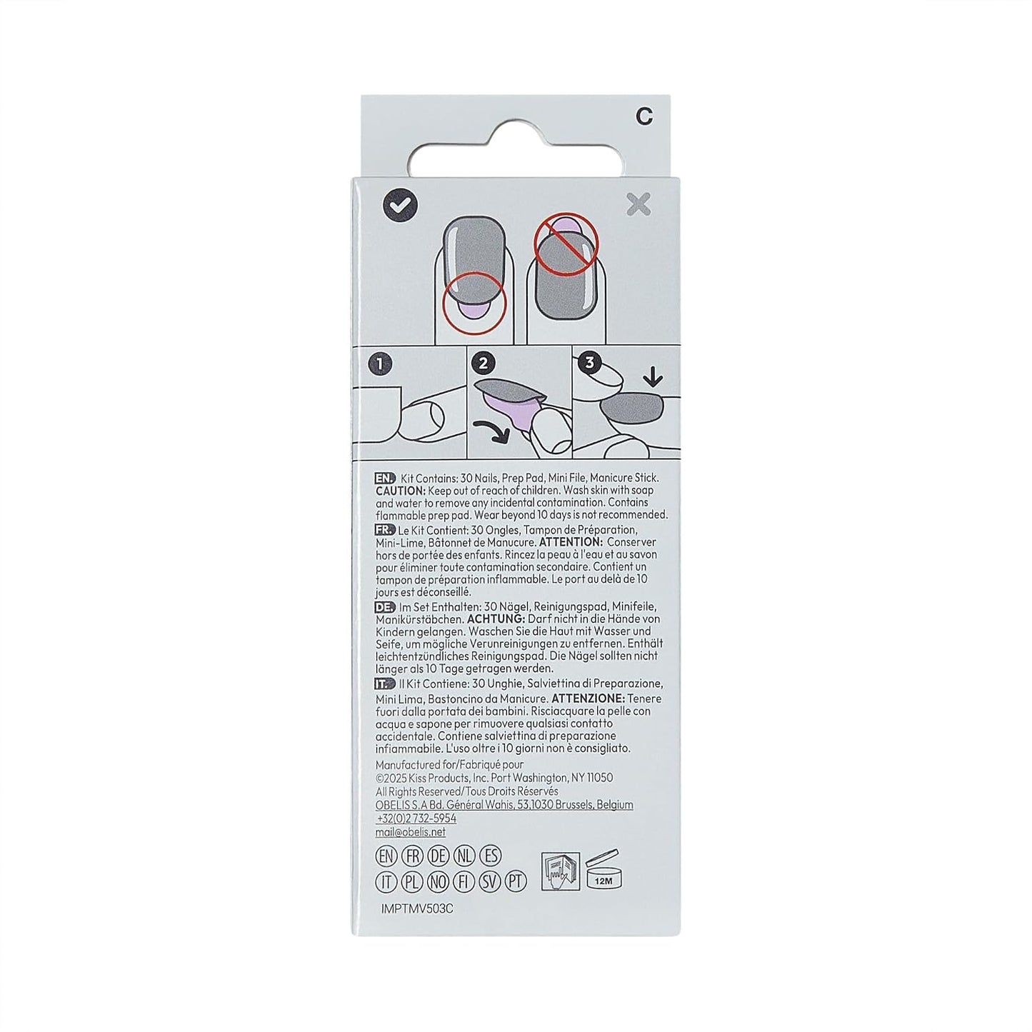 Impress Press-On Nails - Hampton Red Almond Shape | Medium Size, 30 Nails & Accessories Included