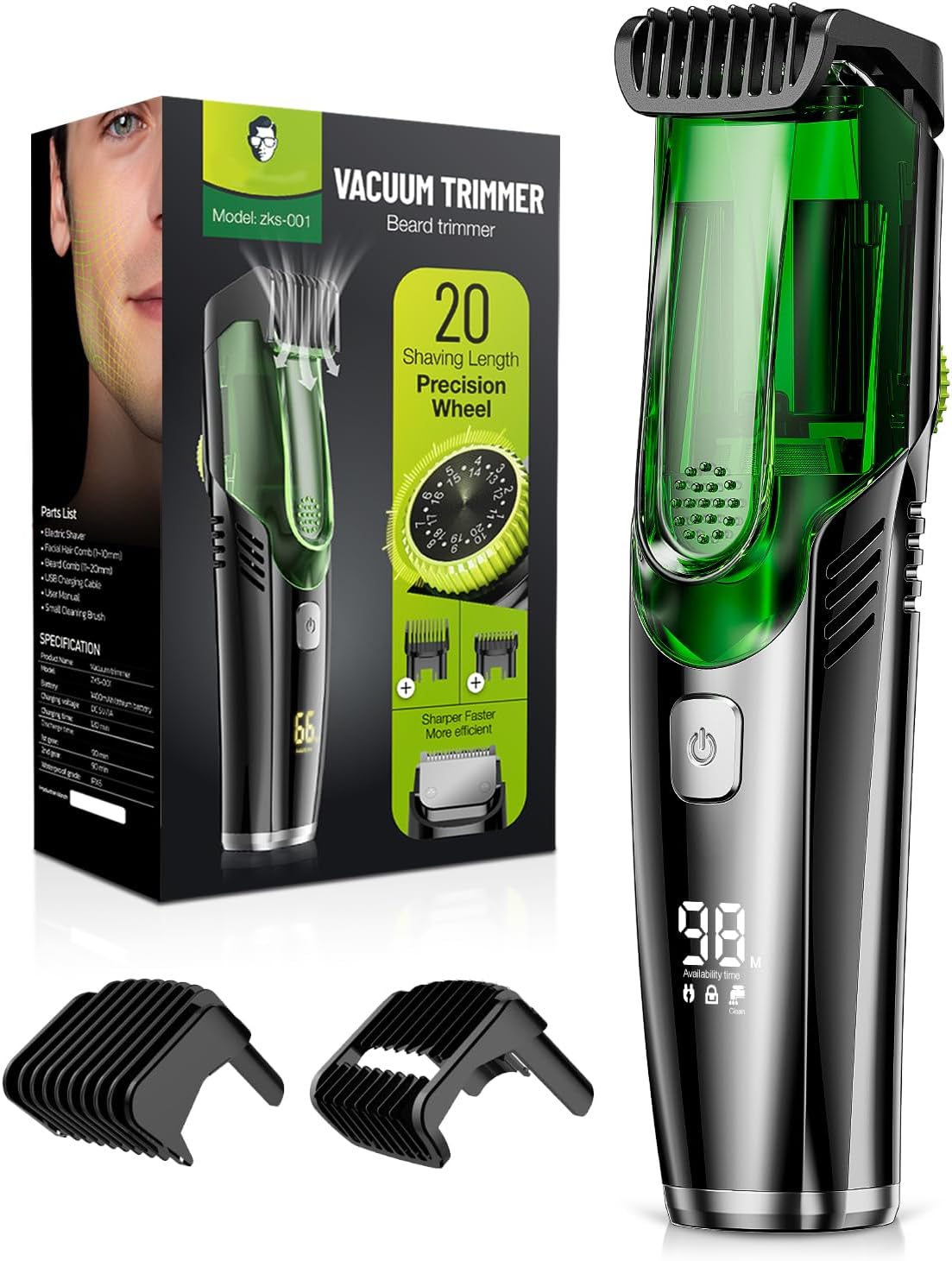 Beard Trimmer for Men - Precision Grooming Tool with Adjustable Length Settings | Cordless Rechargeable