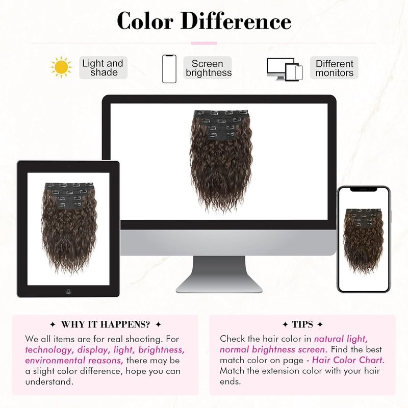 REECHO Clip-In Hair Extensions - 4PCS Short Curly Wavy 12" Chestnut Brown Lace Weft Hairpieces for Women