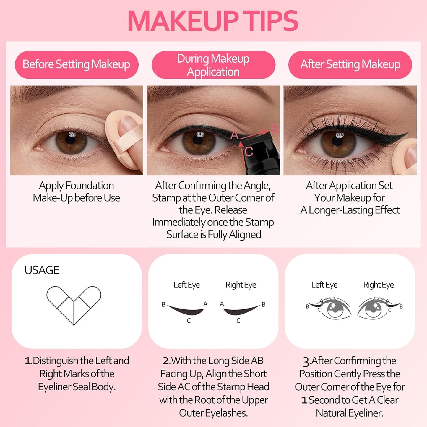 Winged Eyeliner Stamp Pen - Dual-Ended Cat Eye Makeup Tool | Waterproof, Quick-Dry, Smudge-Proof, Black