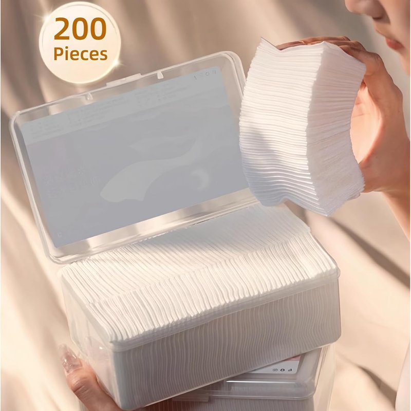 Stretchable Cotton Pads - 100% Unbleached Cotton for Toner, Makeup Remover | 200 Count, Lint-Free & Extra Soft